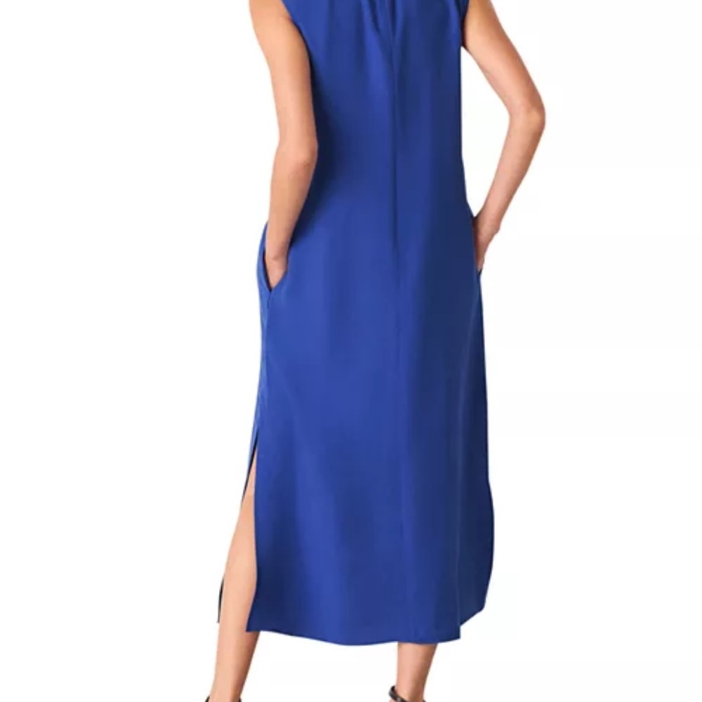 Whistles Blue Ruched Drawstring Sundress - Picture 3 of 9
